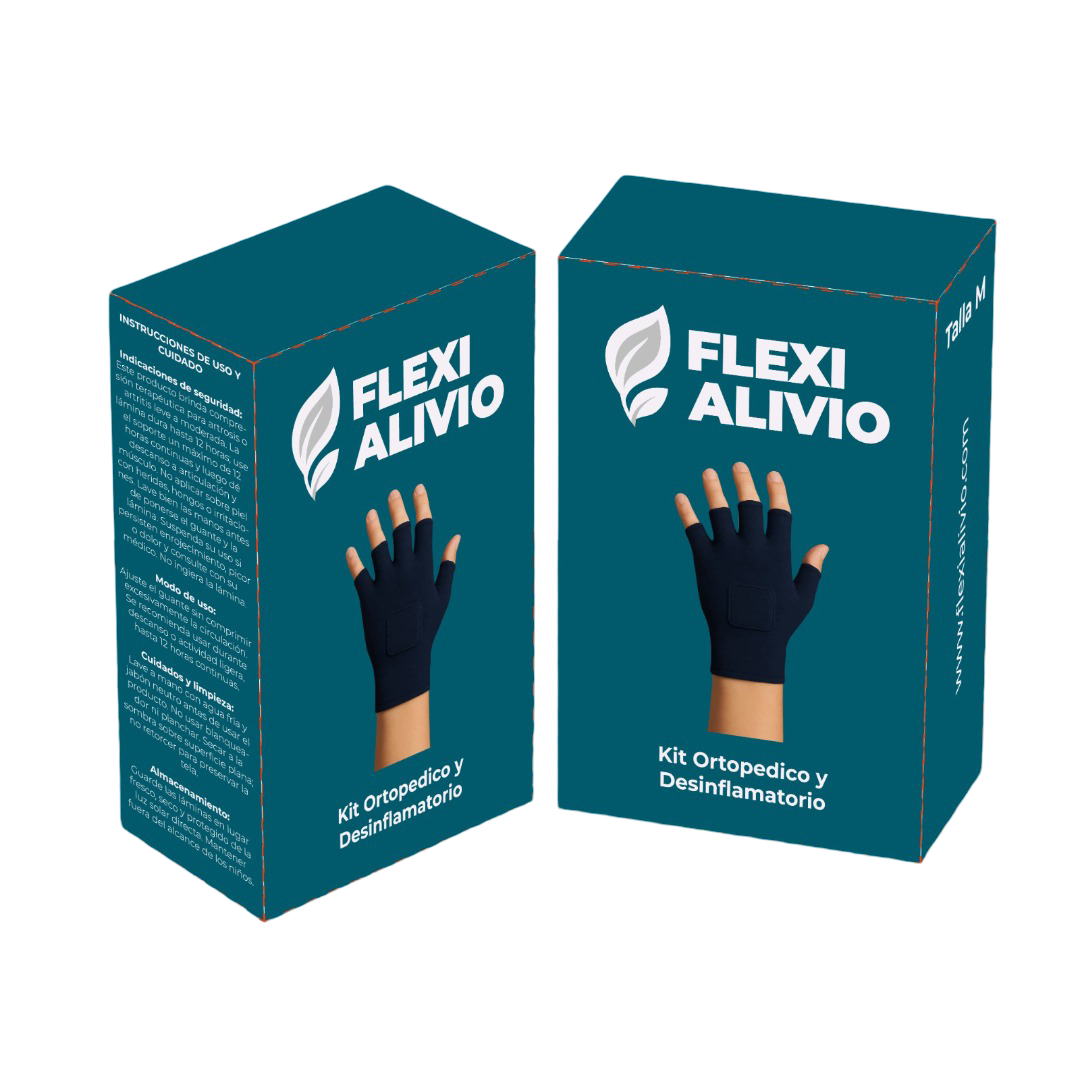 Persona usando soporte FlexiAlivio en la rodilla con alivio